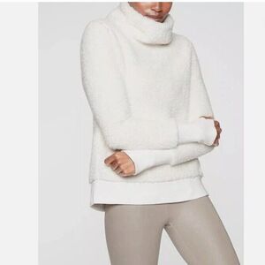 ATHLETA Nirvana Sherpa Funnel Neck Sweatshirt Cream Size Medium